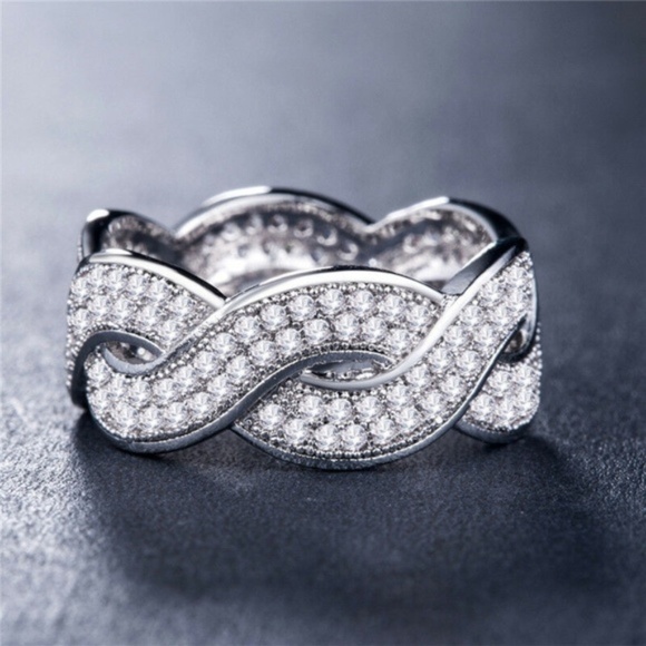Jewelry - Infinity 925 Silver Round Cut White Sapphire Ring